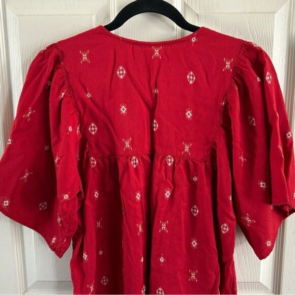 Ariat Red Western Boho Lightweight Bohemian Shirt Blouse Sz Medium - Picture 8 of 16